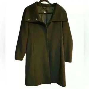 GAP Medium Wool/Nylon/Cashmere Black Snap Ons Shawl Collar Coat A-Shape Jacket